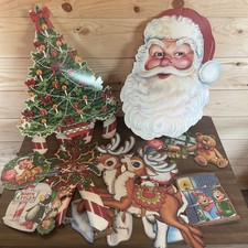 VTG 1977-1991 Christmas Cutouts Paper Cardboard Santa Christmas Tree Candy Canes