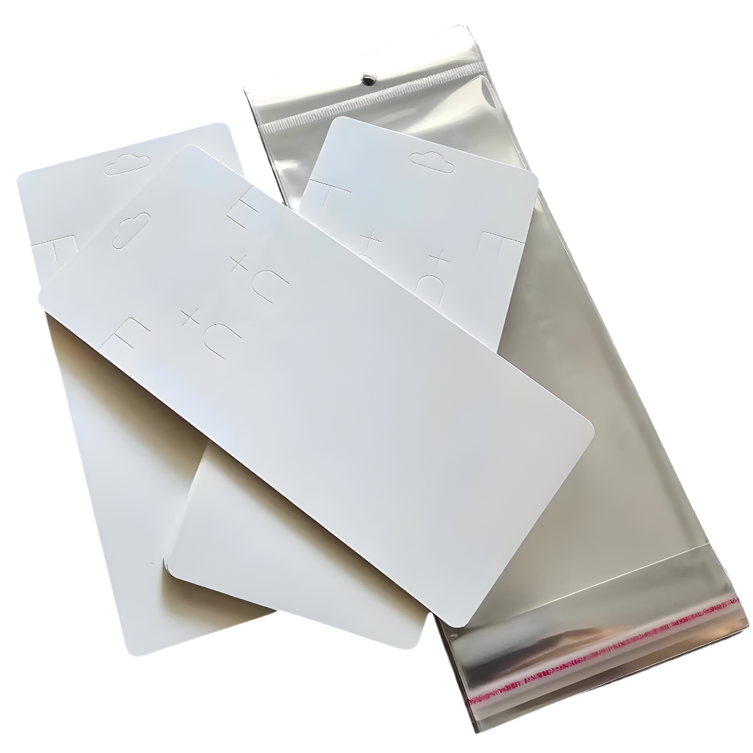 50x Large White Jewellery Display Cards & Bags For Necklace Bracelet Earring