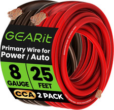 8 Gauge Power Ground Wire Kit 50FT 25FT Red / 25FT Black CCA Automotive Ba