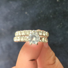 Silver Tone Crystal Band Ring Set of 3, Round Clear Centre Stone, Size H