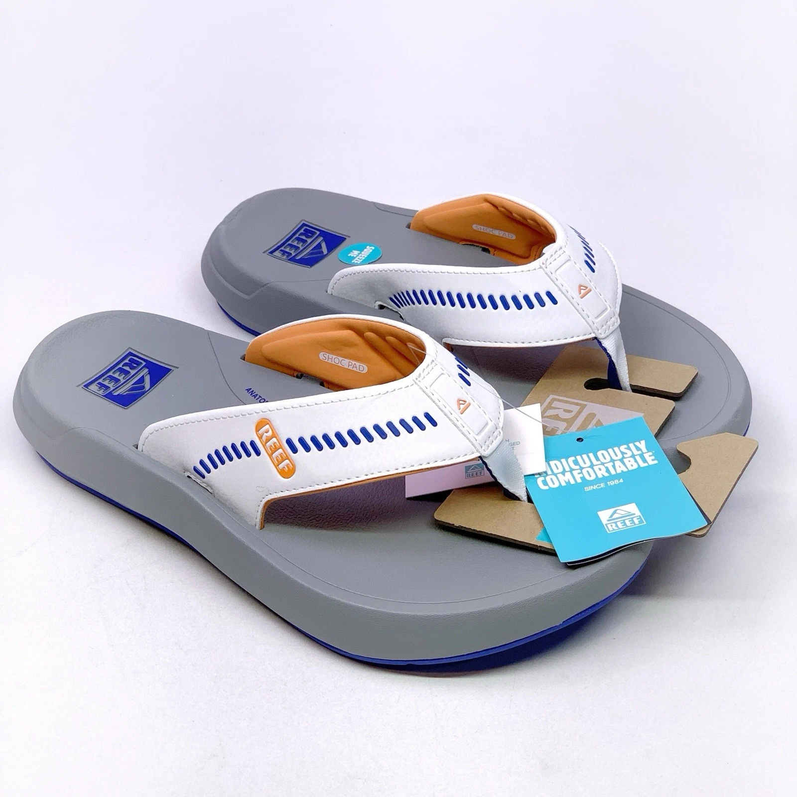 Reef Swellsole Cruiser Flip Flops Men's Sizes Grey Orange White Blue NWT CJ5891
Opens in a new windo