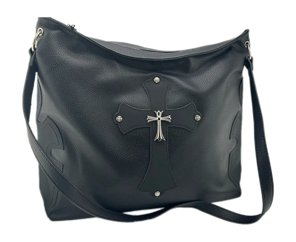 Cross hearts crossbody leather bag black unisex - Image 2 of 2