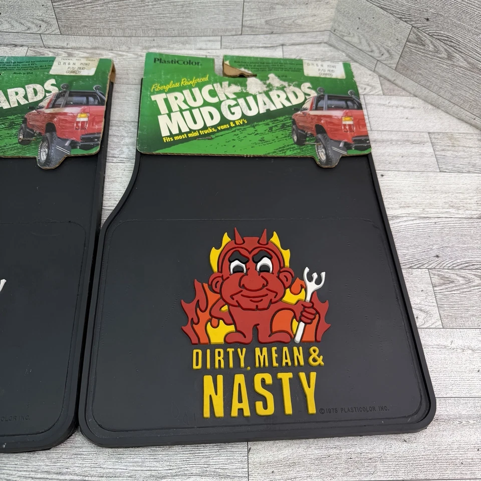 Pair Of 2 4 Total DIRTY MEAN & NASTY Devil Mud Flaps Truck Hot Rod Flame Graphic - Image 3 of 4