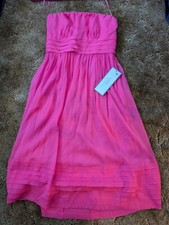 J. Crew Juliet Pink Dress Silk Blend Chiffon Strapless Knee Length - Size 0