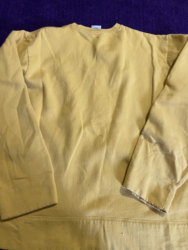 90s Vintage Tommy Hilfiger Denim Spell Out Yellow Crewneck Sweatshirt Large - 第 3/4 張圖片