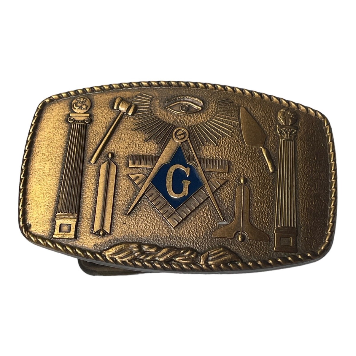 Vintage Brass Masonic Belt Buckle 1981 Harry Klitzner Co