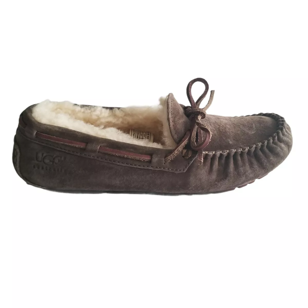 UGG Women Size 6 Australia Brown Moccasin Slippers Espresso Dakota Fuzzy 5612