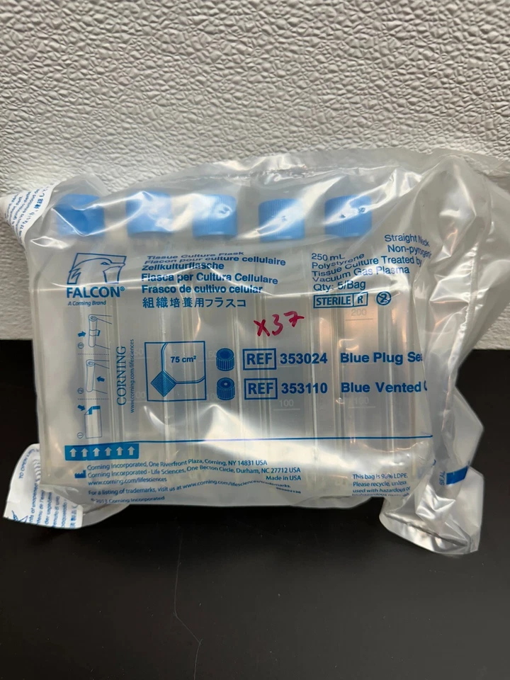 Frasco de cultivo de tejidos Corning Falcon REF 353024 250 ml 75 cm2 lote 37 PKS 185 PIEZAS Foto 4 de 4