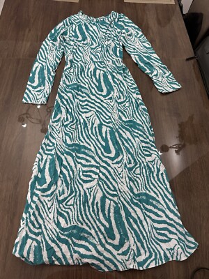 gone with the wind green and white dress Zebra Knit Sweater Dress Round Neck Playful Animal Print Long Sleeve Mini Tan / M