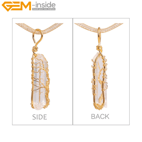 Natural Life Tree Chakra Rock Quartz Jewelry Pendant Necklace16'' Energy Healing - Picture 17 of 30