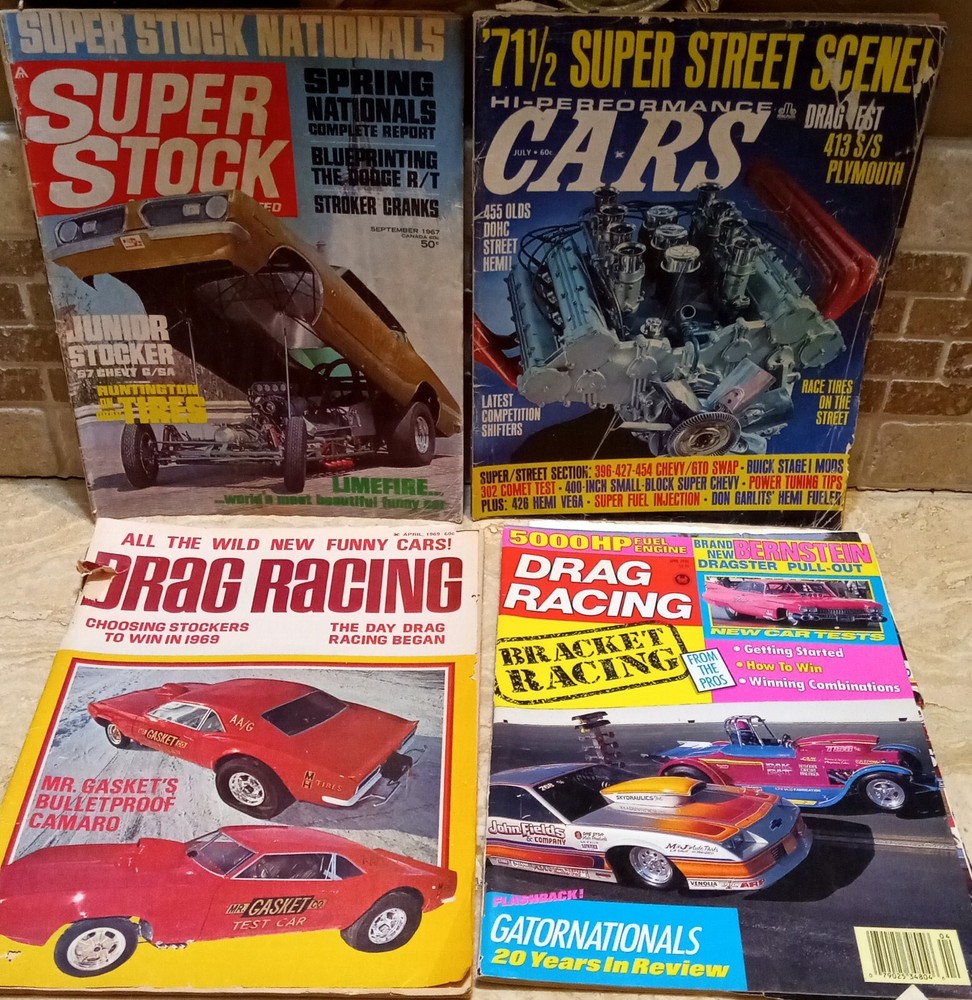 Stock Cars Drag Racing Magazines- Lot Of 4 Vintage 1967, 1969, 1971, 1990