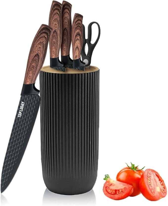 Top Lucky 6-Pcs Kitchen Knife Set Stainless Steel Blade Rust Resistant Non-Stick