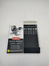 PANDAFLY Professional Drawing Sketching Pencil Set - 12 Pieces Graphite Penci...