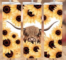 20 or 30oz Tumbler Highland Cow Cow Sublimation Sunflower Gift