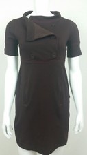 Laundry by Shelli Segal Dress Size 2 Brown Button Chest Short Sleeve Stretch