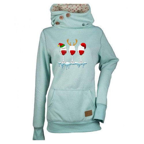Women's Hoodie Tops Blouse Christmas Xmas Hooded Sweatshirt Pullover Plus Size - Picture 13 of 34