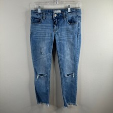 Free People Womens Skinny Jeans 27 Medium Wash Distressed Denim Festival Ankle