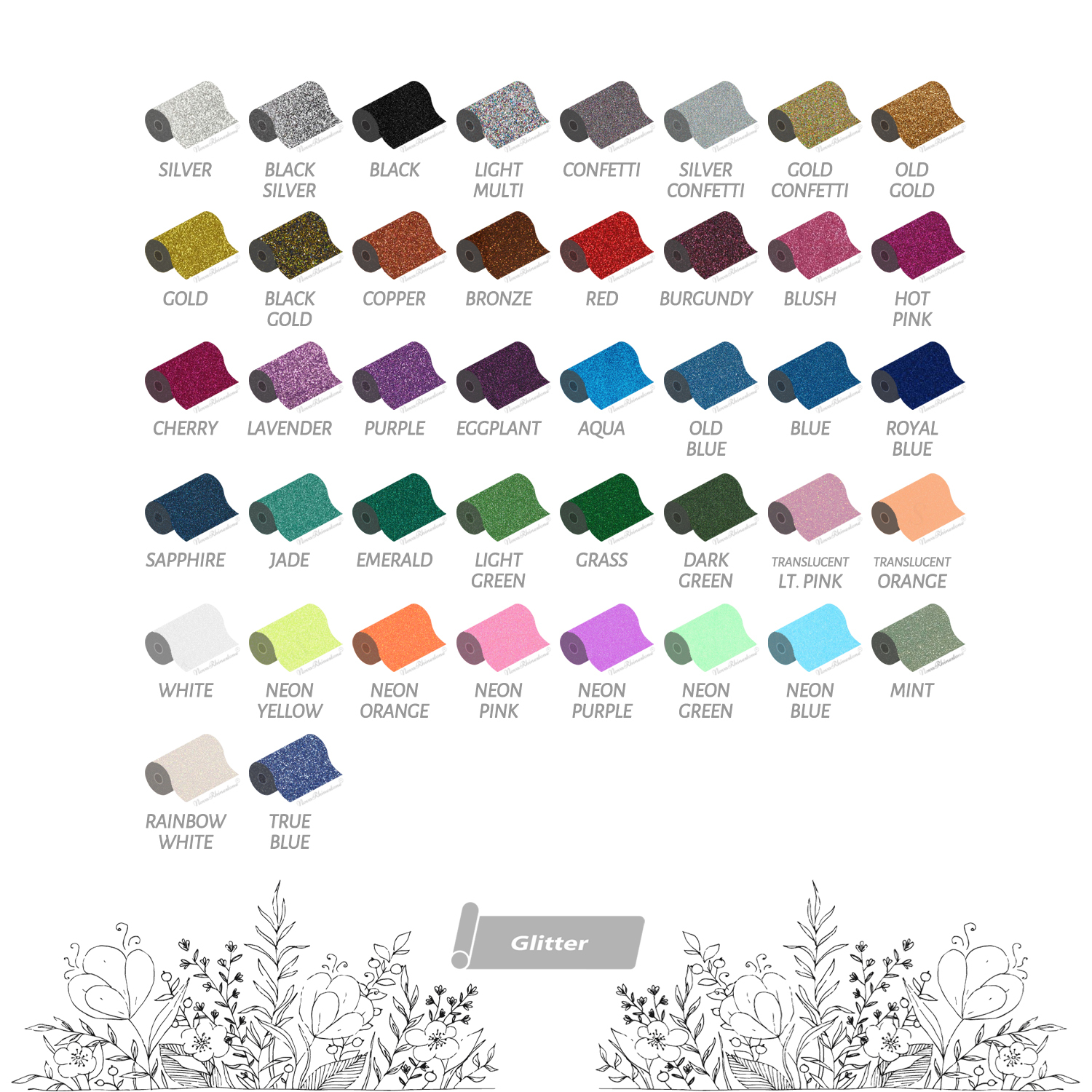 Siser Glitter IRONON Heat Transfer Vinyl 20"x 9" eBay