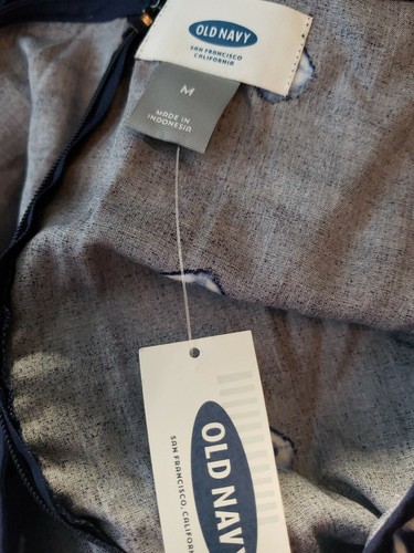 Old Navy Mono Mujer Talla M Definido Cintura Azul Marino Ikat Bolsillos Mangas Largas Nuevos con Etiquetas - Imagen 5 de 8