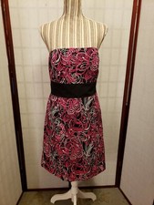 Ann Taylor LOFT Black & Pink Strapless Dress Women's Size 8