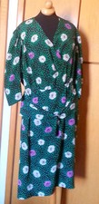 CLASSIC VTG 80S SILK FLORAL POLKA DOT CAREER OFFICE PARTY COCKTAIL DRESS L-XL