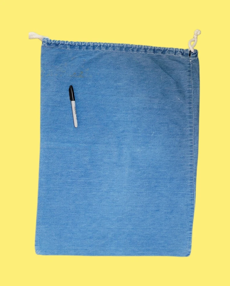 Bolso de Lona Jean Denim Azul De Colección Años 70 Lavandería Groovy Hippie Thom Rojo Emb Foto 2 de 4