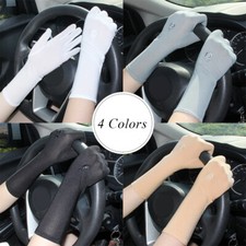 Solid Color Stretch Anti UV Driving Gloves Mid-long Sunscreen Gloves Pure Color/