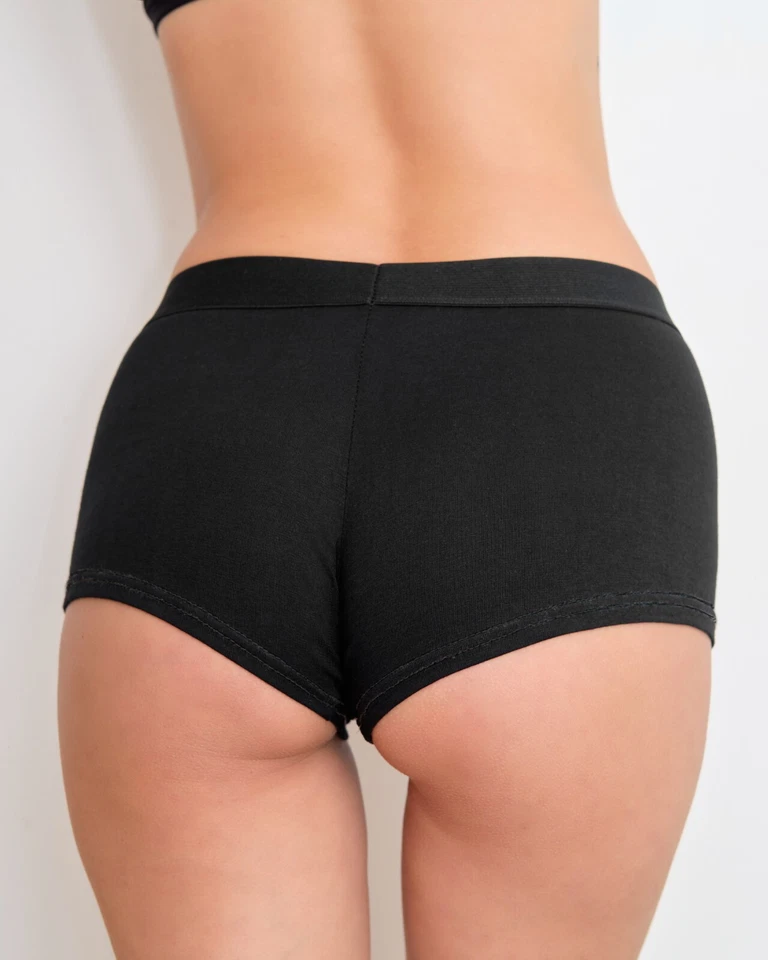 Paquete de 5 calzoncillos boxer transpirables de algodón bragas cortas para mujer Nabtos negras Foto 3 de 4