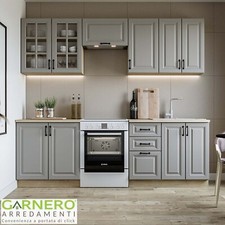Cucina completa desig moderno componibile 240cm grigio rovere sonoma OXFORD