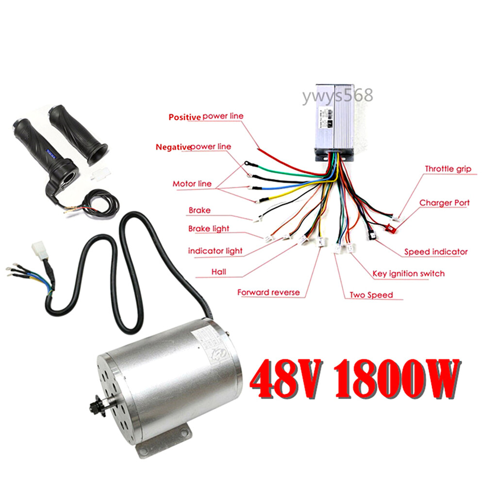 48V 1800W Brushless Motor 3 Speed Controller Box Throttle Grips