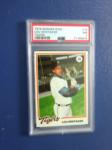 1978 Detroit Tigers Burger King Lou Whitaker Rookie, PSA 7, Near Mint
