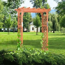 Premium 7 Ft Outdoor Wooden Arbor Arch Pergola Trellis Wood Garden Yard Lattice