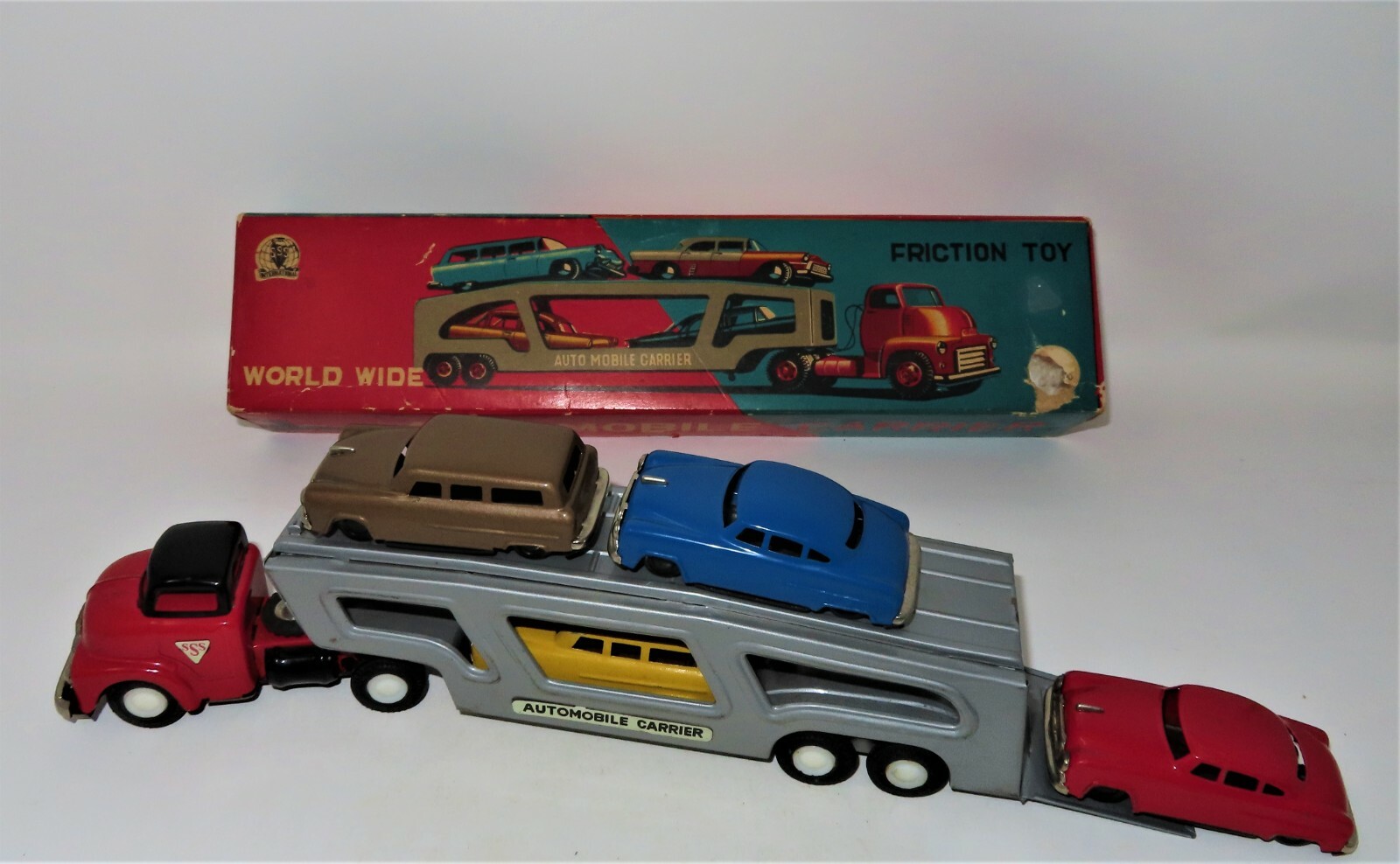 VINTAGE FRICTION TIN Toy Car Jouets Punch Memo France 1/35 Simca Vedette 1950 EUR 100,00 - FR