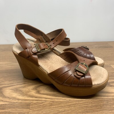 70S HI-UP FAMOLARE Wavy High Heel Wedge SANDALS ITALY