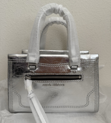 NWT Marc Jacobs Small Crinkle Cruiser Metallic Satchel Bag Silver