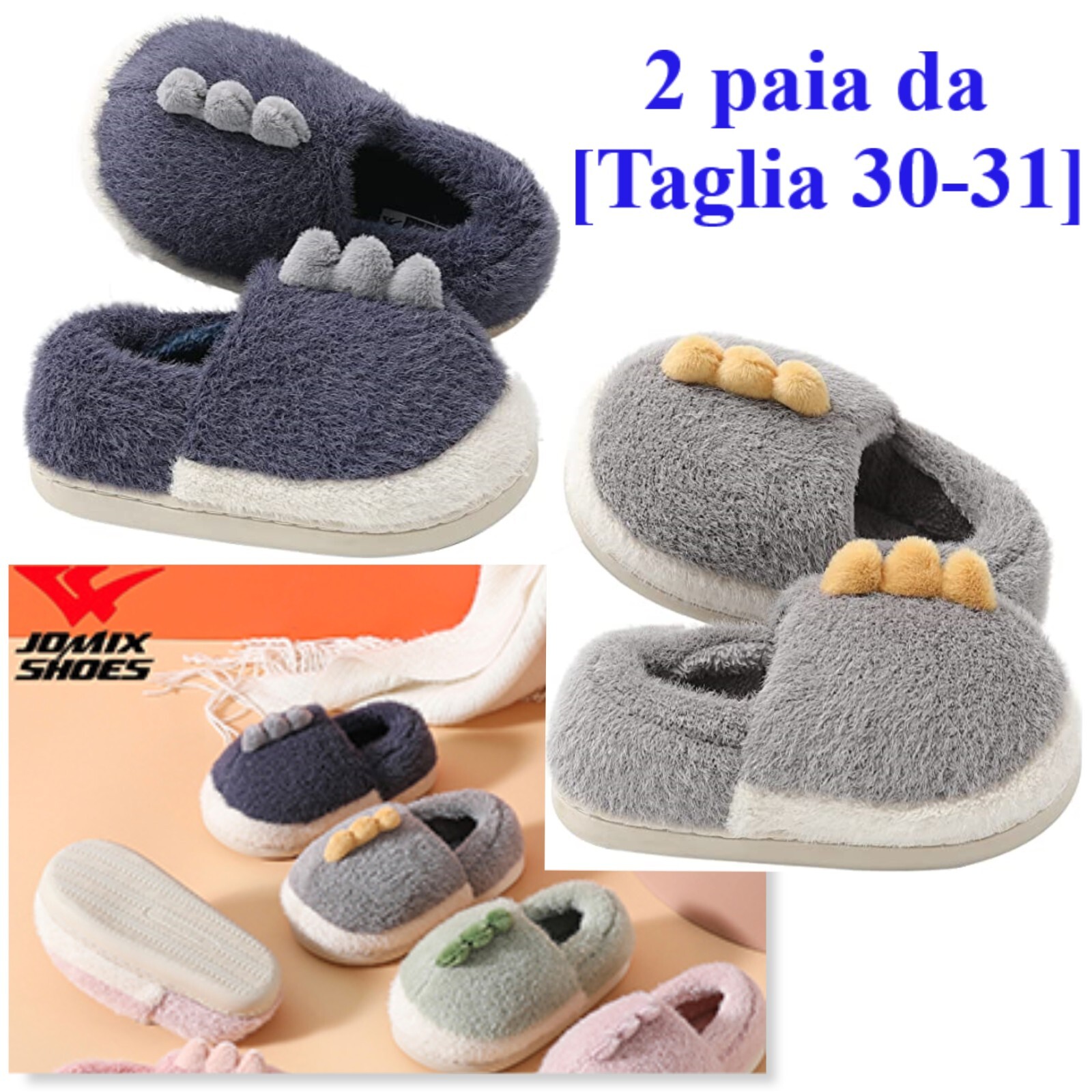 JOMIX Lotto 2 pz. Pantofole Bambina Bambino Babbucce Morbide Chi Casa MB7268
