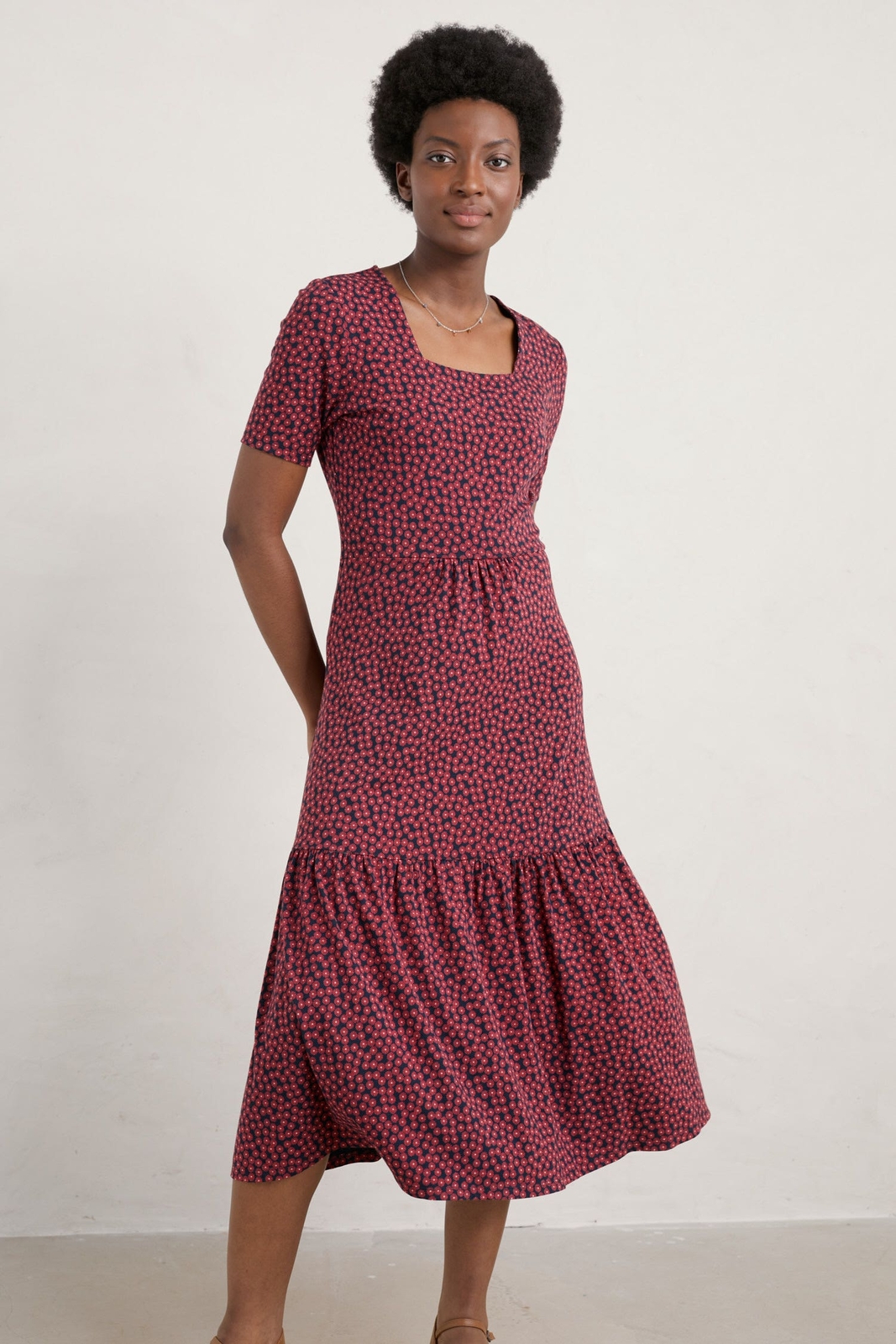 Seasalt Women's Dress red Paint Shards Jersey Midi Dress Petite