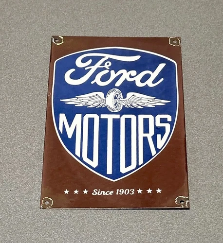 VINTAGE 12” FORD MOTORS DEALERSHIP PORCELAIN SIGN CAR GAS OIL TRUCK