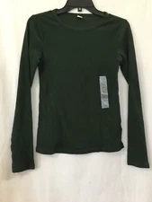 New Old Navy Ribbed T-Shirt Top Women Green Long Sleeve sizes S,M,L