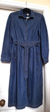 M&S Per Una Indigo Denim Midi Shirt Dress Puff Sleeve UK 10 NEW