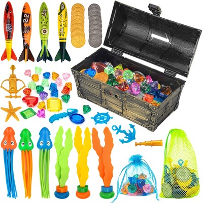 Pool Toys, 58Pcs Diving Toys, Exquisite Dive Toys with Pool Treasure Chest, P...