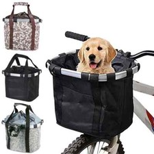 Bicycle Front Basket Bike Small Pet Dog Carry Pouch 2in1 Detachable MTB Cycling