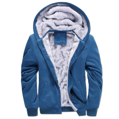 KEFITEVD Heren pullover hoodie dik zwaargewicht sherpa gevoerd kangoeroezak winter winddicht warm fleece sweatshirt, lichtgrijs, XXL