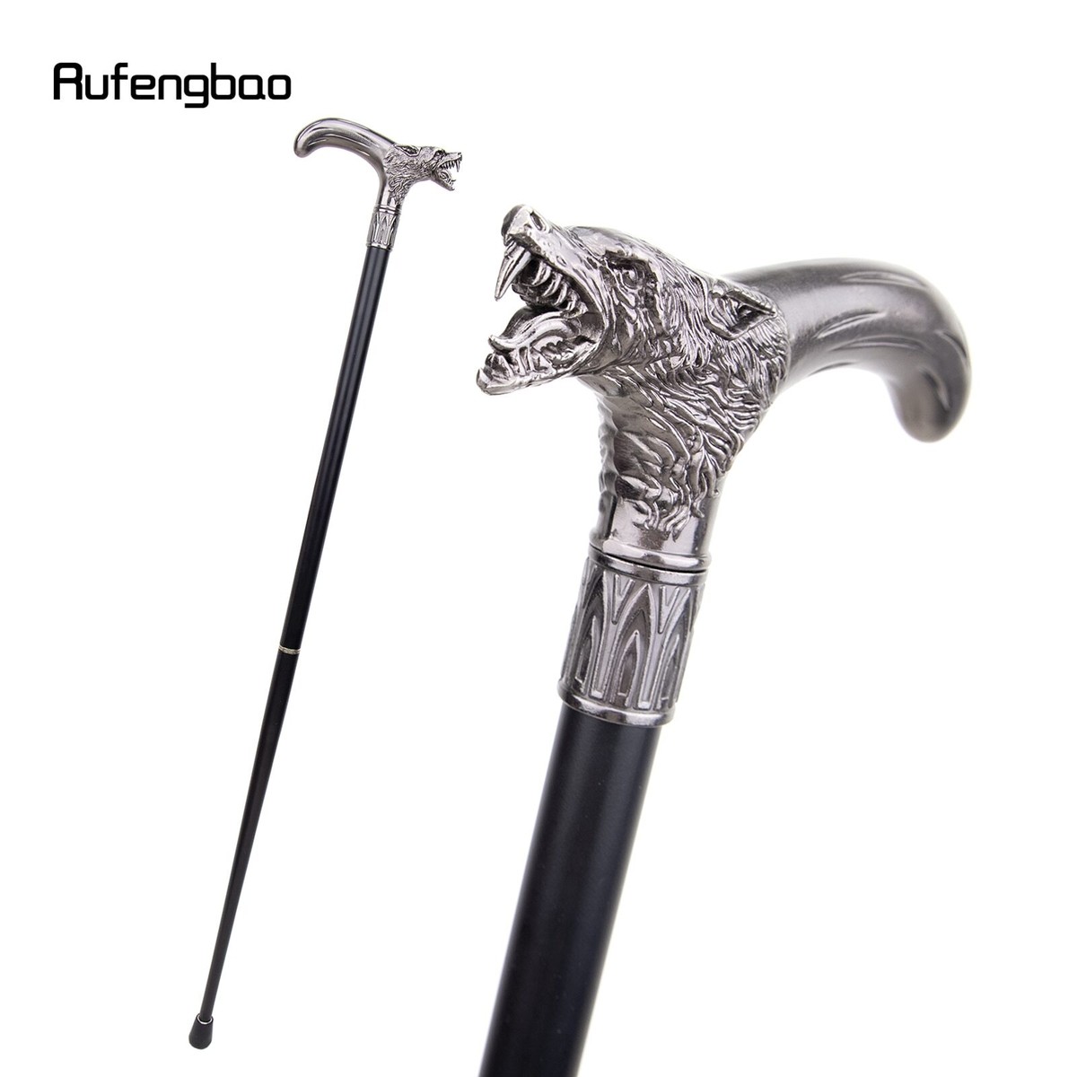 Wolf Head Biting Walking Cane Fashion Decorative Walking Stick