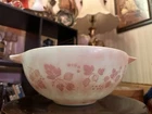 Vintage PYREX 1950’s Pink Gooseberry Cinderella Milk Glass Bowl Faded #444