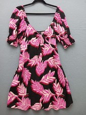 Who What Wear Women's Dress Size L Wrap Mini Pink Tropical Casual Party