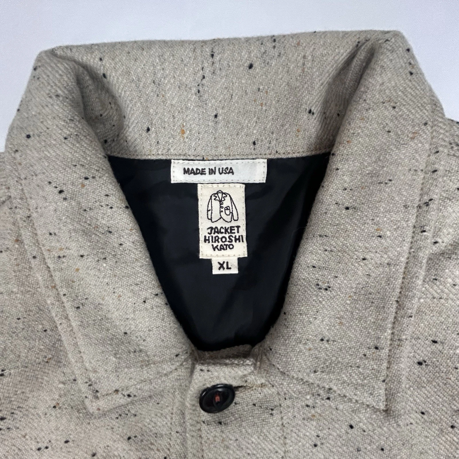 Kato by Hiroshi Kato Chore Jacket Speckled Wool Ivory Size XL USA NWT image 4