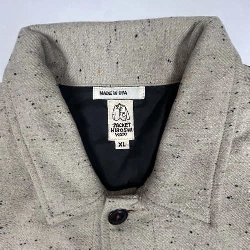 Kato by Hiroshi Kato Chore Jacket Speckled Wool Ivory Size XL USA NWT image 4