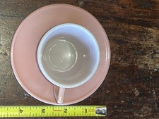 VTG Hazel Atlas Pink Pastel Milk Glass Child's Tea Cup  Saucer Set