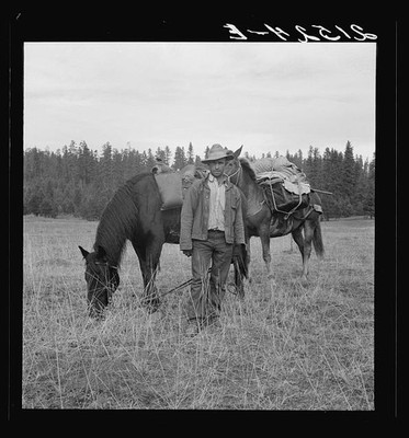 Photo:Adams County Idaho Basque Sheep Herder Pack Animals 1939